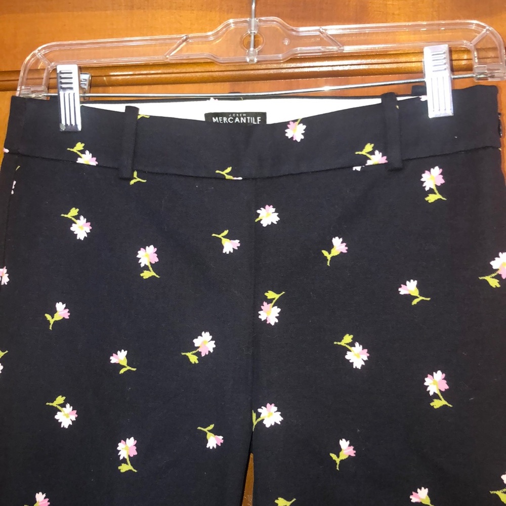 J.Crew Factory Navy floral Winnie Capri pant;Sz 0 - Picture 2 of 10